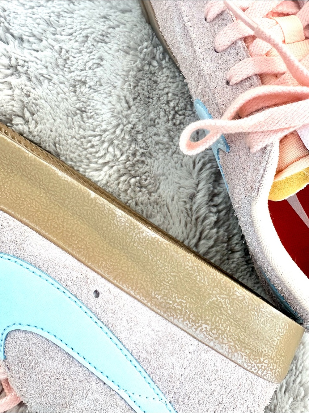 Nike Blazer Low Platform Suede Sneakers Peach & Blue Gum Sole Women’s 10 - Picture 12 of 15